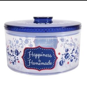 pioneer woman plastic treat container Blue Floral Container